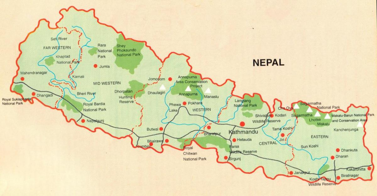 Непал туристичка карта бесплатно