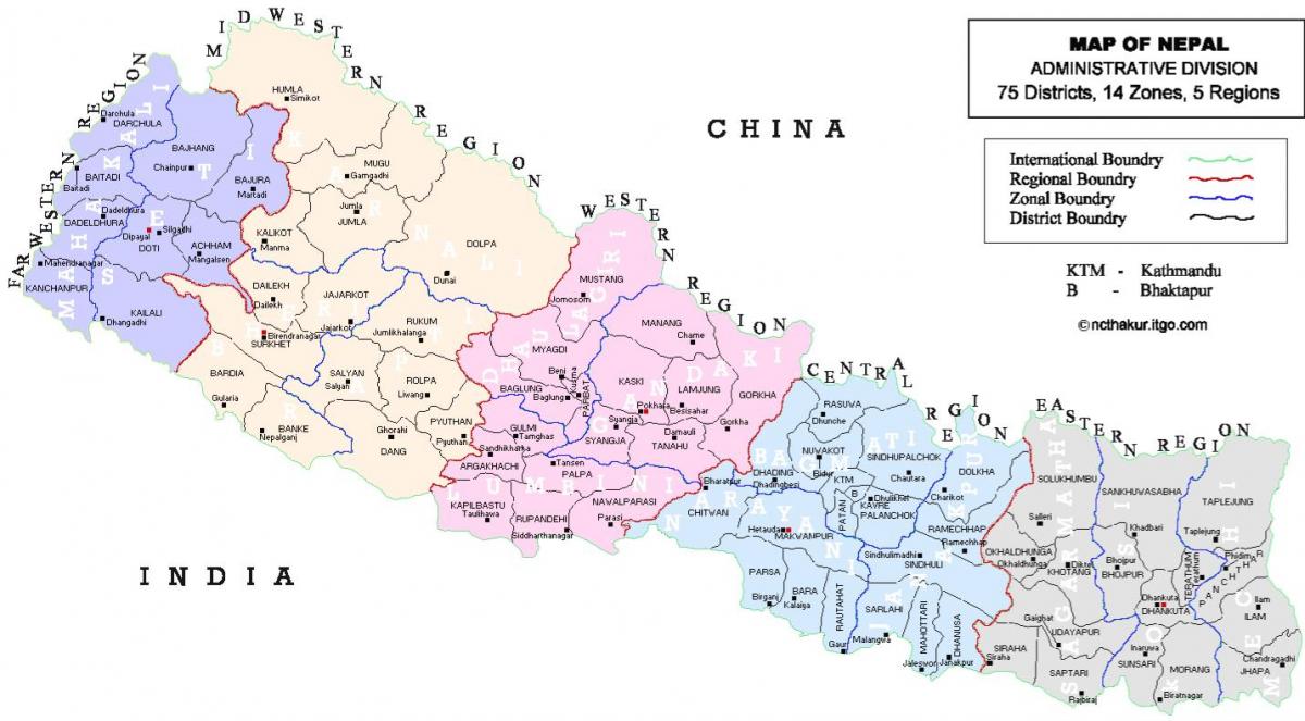 Непал политичка карта округа