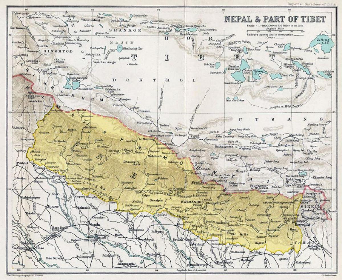Непал карта стара