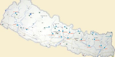 Карта Непала са језерима